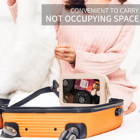 Clear Makeup Bag Travel Case Portable transparent Cosmetic Bag Case Clear Travel Toiletry Makeup Bag for Car with Zipper for Women (A/Pink-1, M)...