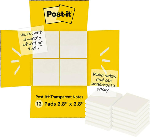 Post-it Transparent Notes, Clear Sticky Notes to Markup Textbooks and Planners Safely, Minimalist Aesthetic School Supplies for College Students, ...
