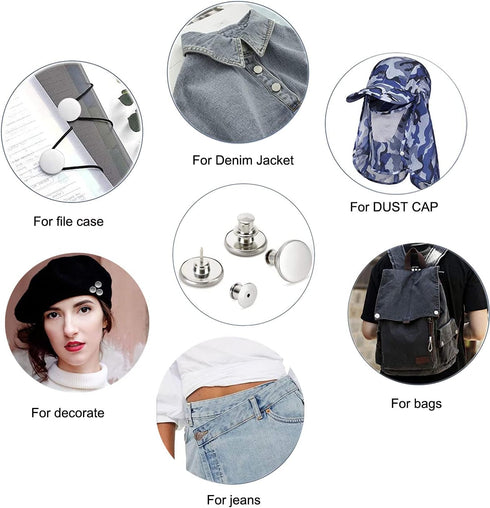 12 Sets Jean Buttons pins No Sew Instant 17mm Replacement Button Adjustable Pants Buttons Kit…...