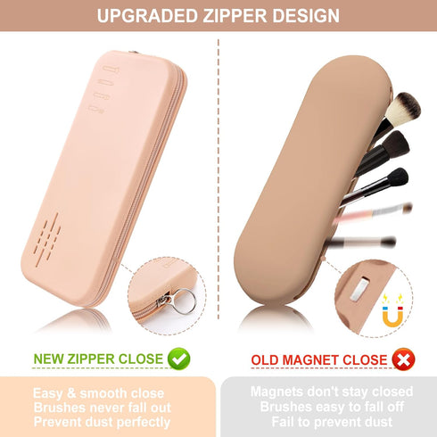Travel Makeup Brush Holder Portable Makeup Brush Organizer Anti-fall Out Silicone Makeup Bag Travel Case Waterproof & Easy-Clean Small Pouch Trave...