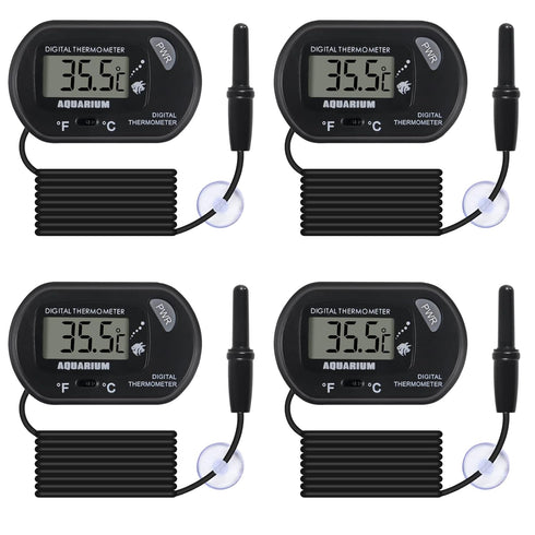 4Pack Aquarium Thermometer, Reptile Thermometer, Fish Tank Thermometer, Digital Thermometer, Terrarium Water Temperature Test, with Large LCD Disp...