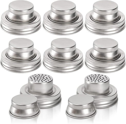 8 Pack Mason Jar Shaker Lids, Stainless Steel Shaker Lids for Mason Jars, Mason Jar Spice Lid with Silicone Seal for Regular Mouth Jar (Jar Not In...
