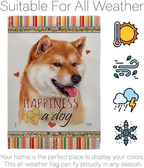 Breeze Decor Sesame Shiba Inu Happiness Garden Flag Dog Puppy Spoiled Paw Canine Fur Pet Nature Farm Animal Creature House Decoration Banner Small...