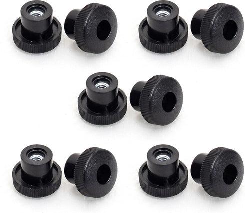 POWERTEC 5/16"-18 Round Knobs 10PK, Clamping Knobs with Steel Insert for T Track Bolts, Thumb Screw Threaded Knobs for T Track Accessories, Feathe...
