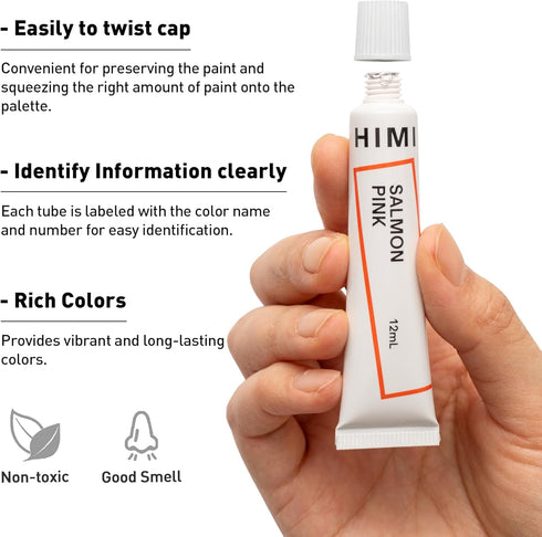 HIMI Gouache Paint Tube Set -18 Colors 12ml, with Rich Pigments, Gouache paint Non-Toxic, suitable for Beginners, Artists, and Hobby Painters. Bea...