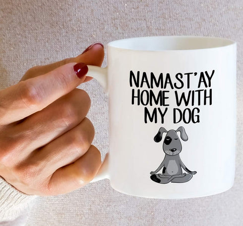 Retreez Funny Mug - Namaste Namastay Home with My Dog Dogs Lover Meditation Yoga 11 Oz Ceramic Coffee Mugs - Funny, Sarcasm, Motivational, Inspira...