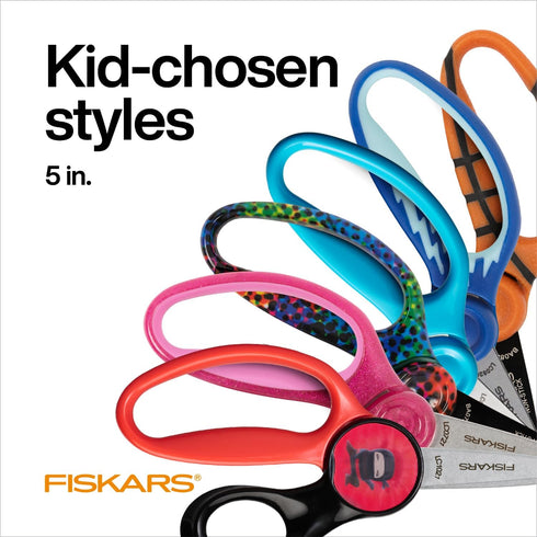 Fiskars 5" SoftGrip Blunt-Tip Scissors for Kids Ages 4-7 (3-Pack) - Scissors for School or Crafting - Back to School Supplies - Blue, Purple, Pink...