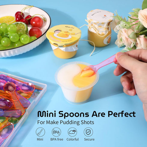 3 Inch Tiny Mini Tasting Spoons Colored Disposables Small Taster Spoon, Mini Sampling Spoon for Desserts Pudding Jello Shots Ice Cream (1 Pack of ...