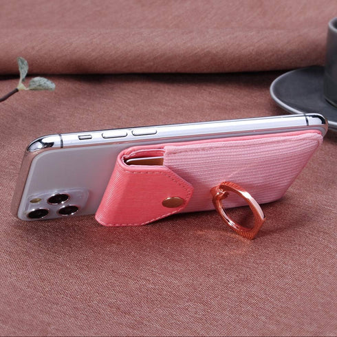 Card Holder & Ring Stand for Smartphones, Stick-on Wallet for iPhone & Android, Adhesive Credit Card Sleeve...