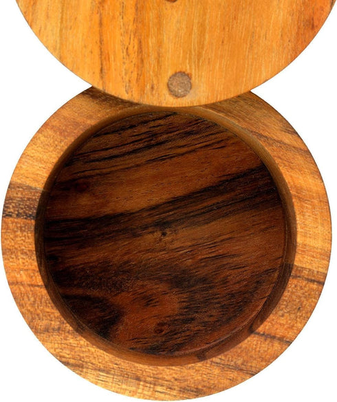 Kaizen Casa Acacia Wood Salt or Spice Box with Swivel Cover perfect for keeping table salt, gourmet salts, herbs or favorite seasonings, close at ...