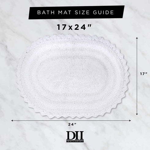 DII Crochet Collection Reversible Bath Mat, Small Oval, 17x24, Mauve...