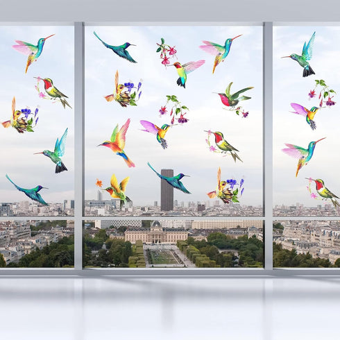 20 Pieces Large Size Hummingbird Window Hummingbird Decals for Windows Anti-Collision Window Clings Decals to Prevent Bird Strikes on Glass Non Ad...