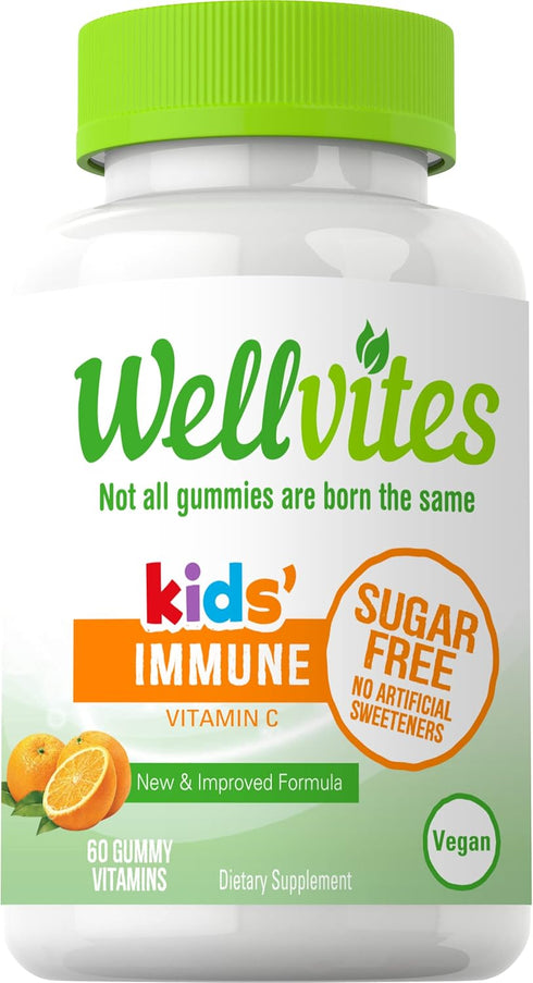 Sugar Free Kids Immune Daily Gummy Vitamins - Vegan, Non-GMO - Vitamin C Gummies for Kids Immune Support – No Artificial Sweeteners, Gluten Free, ...