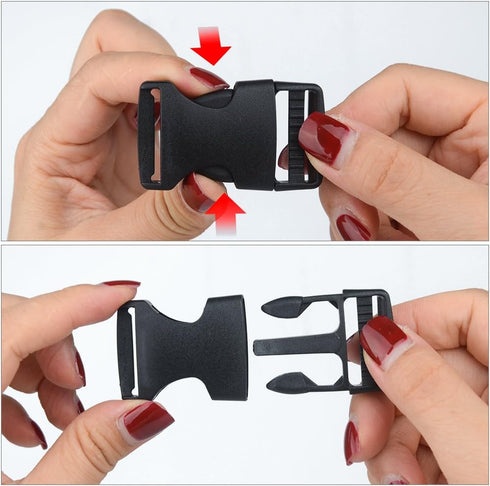 Coopay 1 Inch Plastic Buckles Kit Include 11 Yards Black Nylon Webbing Strap, 10 Pack Quick Side Release Black Buckles and 10 Pack Tri-glide Slide...