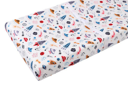Changing Pad Cover Set 3 Pack Jersey Knit Ultra Soft for Baby Boys Girls Rocket Satellite/Car/Bus...