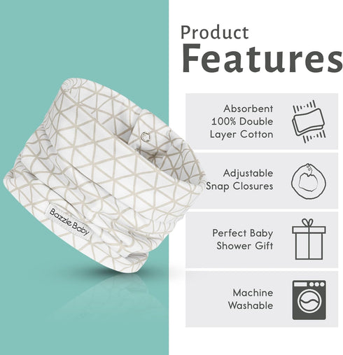 Bazzle Baby BandObib Infiinity Scarf Drool bib for Baby & Toddler with snap closure & double layer to keep drool off clothes...