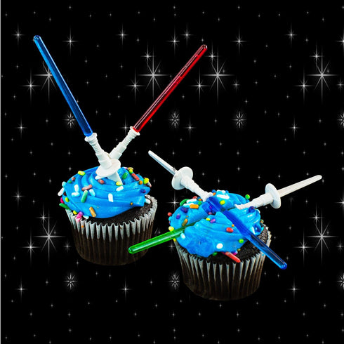 Super Z Outlet Light Sabre Cupcake Decoration Toppers Sticks Picks Set for Children Birthday Party, Fan Shows, Movies, 4" inches Tall - 12 Pack...