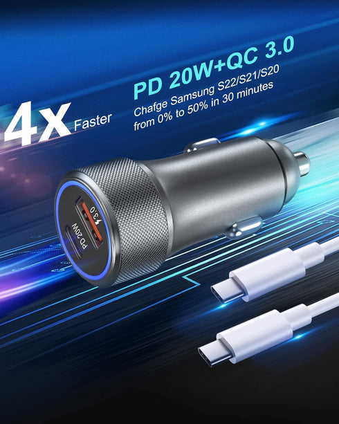 USB C Car Charger, 36W 2-Pack PD3.0 & QC3.0 Dual USB Fast Car Charger Adapter Fast Charging Type C Car Charger Compatible with Galaxy S22/S21/S20 ...