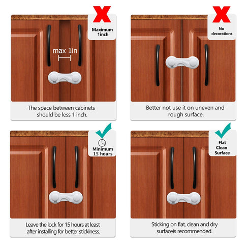 Cabinet Locks - Adoric Life Child Safety Locks 4 Pack - Baby Safety Cabinet Locks - Baby Proofing Cabinet Kitchen System with Strong Adhesive Tape...
