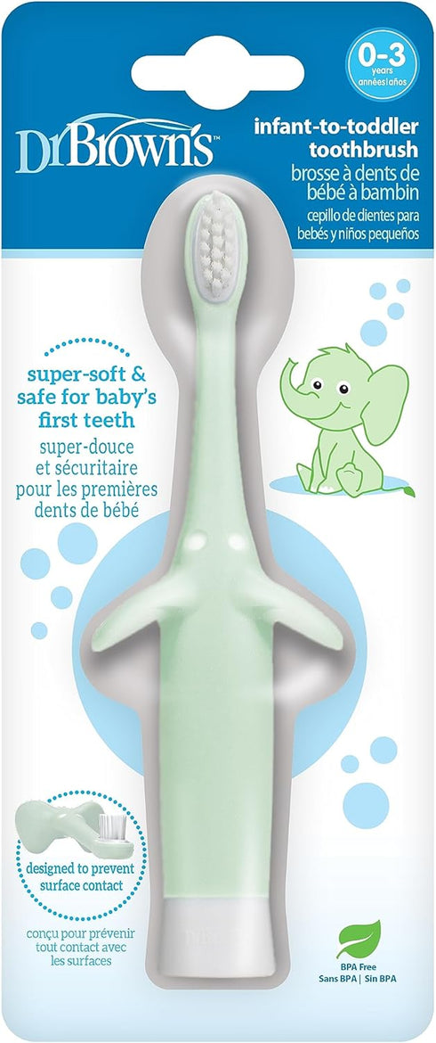 Dr. Brown's Infant-to-Toddler Toothbrush, Elephant, Mint, 0-3 Years...
