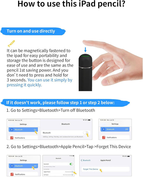 Stylus Pen for iPad, Fast Charging Apple iPad Pencil with Palm Rejection, Tilt Sensitivity, Work for 2018-2022 iPad Air 3/4/5, iPad Mini 5/6, iPad...