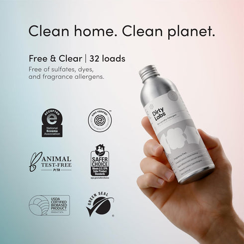 Dirty Labs | Scent Free | Bio-Liquid Laundry Detergent | 32 Loads (8.6 fl oz) | Hyper-Concentrated | High Efficiency & Standard Machine Washing | ...