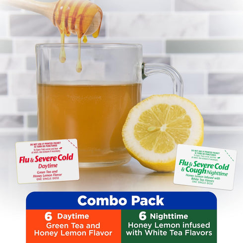 Amazon Basic Care Multi-Symptom Severe Cold Daytime and Severe Cold & Cough Nighttime Combination Pack, 12 Count (Pack of 1)...