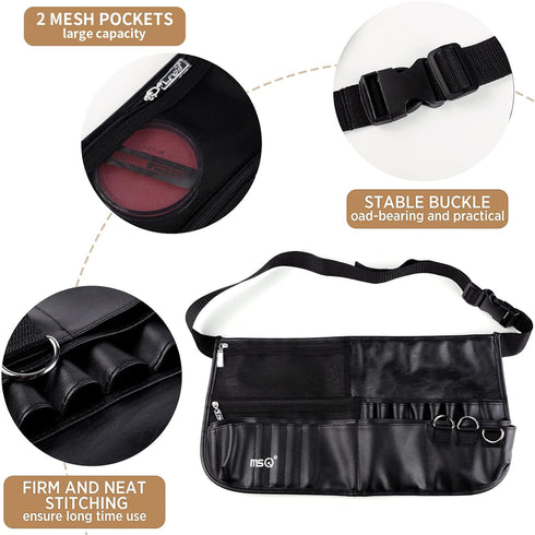 MSQ Makeup Brush Bag with Belt Cosmetic Brush Pouch Holder Organizer Multi Pocket Apron Pack with Adjustable Artist Belt Strap Large Capacity Grea...
