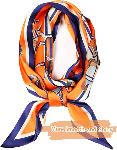 Silk Neck Scarf Printed Scarves Head Women'S Fashion Oblique Angle Satin Scarfs For Bag Hair 59” X 5.9”...