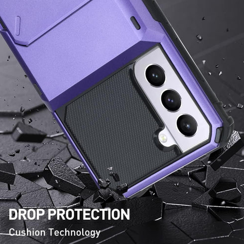 Wallet Case for Samsung Galaxy S22 with 4 Card Credit Card Holder Slot Shockproof Cover Hybrid Heavy Duty Protection Armor Phone Case Compatible w...