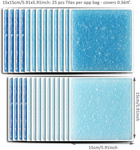 25 Pcs Self-adhesive Tile transfer for Home Decor, Peel and stick Tile Decal, Water-proof Backsplash Wall Tile Sticker for Kitchen Bathroom, 6x6in...