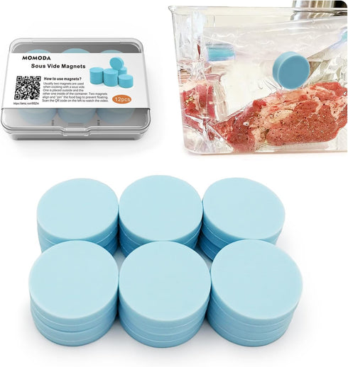 MOMOMA Sous Vide Magnets 12Pcs-Food-Grade Silicone Coated Weights&Clips, Keep Bags Submerged, Works on All Machines, Multi-Use for Cooking, Displa...