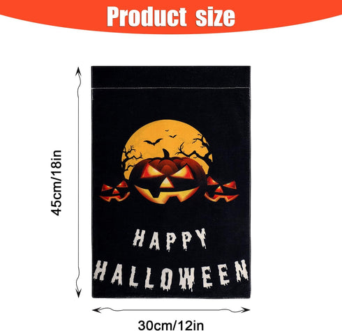 Halloween Garden Flag, 12x18 Inch Double Sided Garden Burlap Flag Scary Pumpkin Bat Dead Tree Garden Banner Halloween Decorations for Home Yard De...