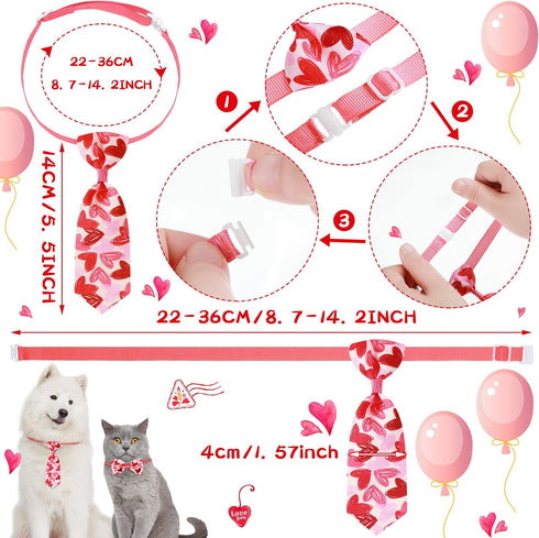 24 Pcs Valentine's Day Dog Bow Set includes 10 Pcs 4th of July Dog Bow Ties and 10 Pcs Dog Neckties, 4 Dog Bandana with Adjustable Pet Grooming Ac...