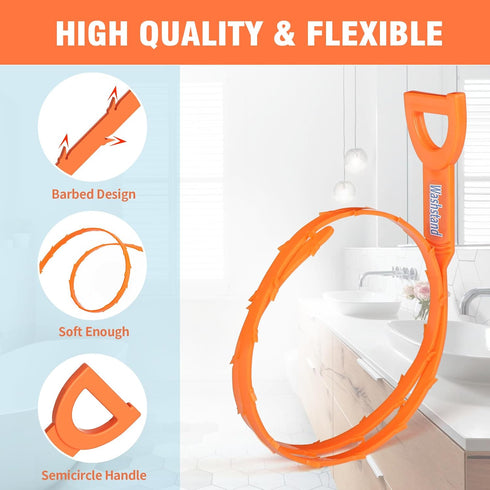 10 Pack 27inch Long Drain Clog Remover, Drain Snake Clog Remover Tool Drain Cleaner Hair Clog Remover Sink Snake Drain Hair Catcher for Shower Kit...