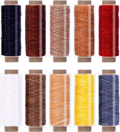 BUTUZE 550Yards Leather Sewing Waxed Thread,150D 55Yards Per Spool Stitching Thread for Craft DIY,Bookbinding,Shoe Repairing,Leather Sewing...