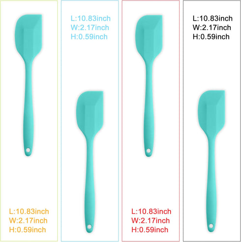 Silicone Spatula 4-piece Set, Heat-Resistant Non-stick Rubber Spatulas with Stainless Steel Core, Light Blue...