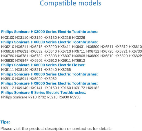 Electric Toothbrush Charger Cable Replacement HX6100 for Philips Sonicare Toothbrush Electric Flosser, HX9000 / HX8000 / HX6000 / HX3000 Series Po...