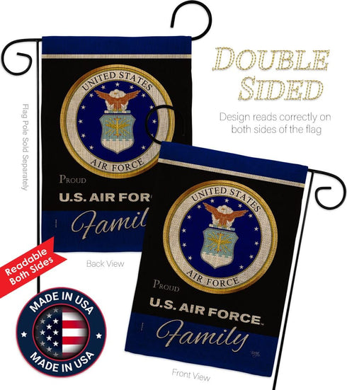 Air Force Proudly Family Burlap Garden Flag - Armed Forces USAF United State American Military Veteran Retire Official - House Decoration Banner Y...