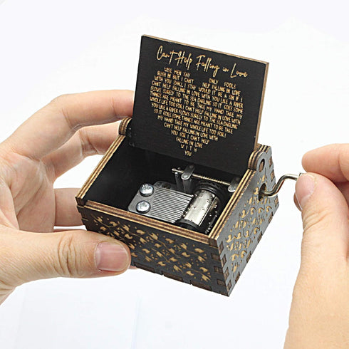 Can't Help Falling in Love Wood Music Box, Antique Engraved Musical Boxes Case for Love One Wooden Music Box - Gifts for Lover, Boyfriend, Girlfri...