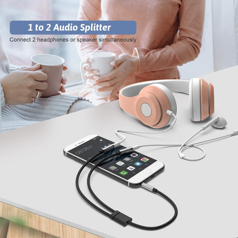 Headphone Splitter,3.5mm Extension Cable Audio Stereo Y Splitter (Hi-Fi Sound), 3.5mm Male to Female Dual Headset Jack Adapter for iPhone Samsung ...