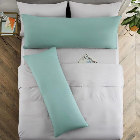 Entisn 2Pcs Body Pillowcases Cover, 1800 Thread Count Brushed Microfiber Body Pillow Case Set Soft and Cozy with Hidden Zipper - 20" x 48", Sage G...
