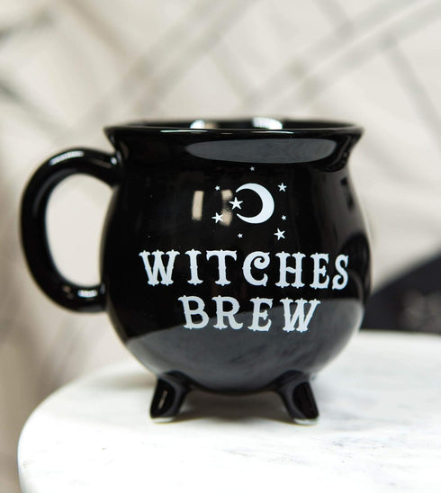 Ebros Wicca Sacred Crescent Moon Witches Brew Black Cauldron Mug Cup 14oz Coffee Tea Drink Cup Mugs...
