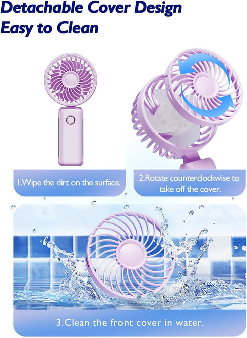 Mini Portable Fan, Personal Handheld Fan Foldable 4000mAh Battery Operated USB Rechargeable Small Desk Fan Quiet Powerful 3 Speed Makeup Lash Fan ...
