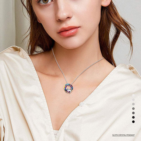JUSTKIDSTOY Crystal Sloth Necklace for Women 925 Sterling Silver Sloth Pendant Necklaces Animal Jewelry Gifts Christmas Mother's Day Necklace....