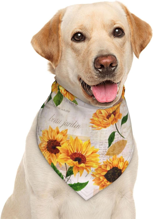 Sunflower Vintage Dog Bandana Scarf Triangle Bibs Pet Accessories Cat Kerchief...