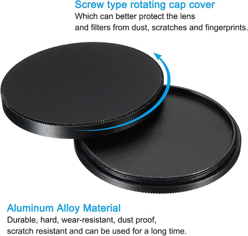PATIKIL 49mm Lens Cap, Camera Lens Cap Cover Universal Front Metal Lens Filter Stacks Cap Protective Case for 49mm Camera Circular Polarizing Fade...