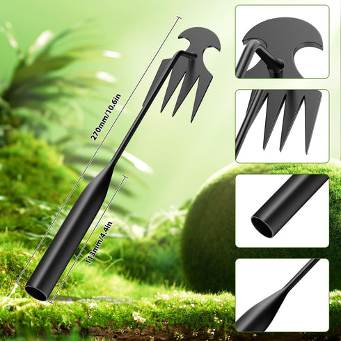 Weeding Artifact Uprooting Weeding Tool, Manganese Steel Forged Weed Puller 4 Teeth Dual Purpose Weeder, Multifunctional Hand Weeder Tool, for Eas...