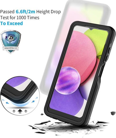 Lanhiem Samsung Galaxy A03s Phone Case, IP68 Waterproof Dustproof Case with Built-in Screen Protector, Full Body Heavy Duty Shockproof Protective ...