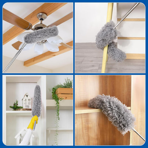 Feather Duster with 30-100 Inches Adjustable Long Pole,Extendable Feather Duster for Cleaning Ceiling Fan,Furniture, Blinds and Furniture...